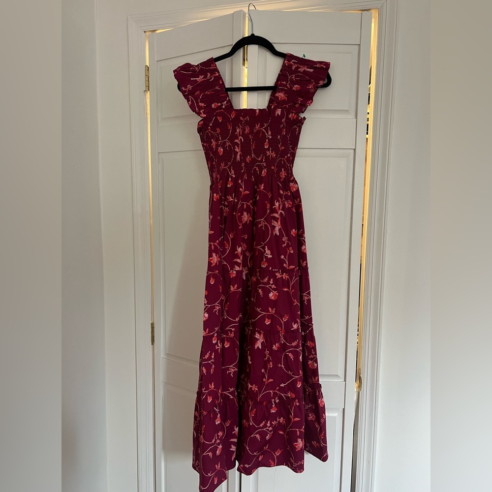 Hill House Ellie Nap Dress in burgundy botanical